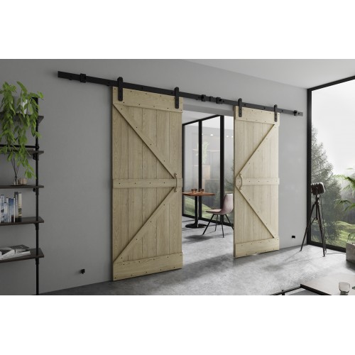 Koka dubultās bīdāmās durvis GREEN DUO - Loft, regulējams, priede Koka dubultās bīdāmās durvis GREEN DUO - Loft, regulējams, priede